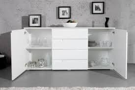 Santino White High Gloss Wide Sideboard S8