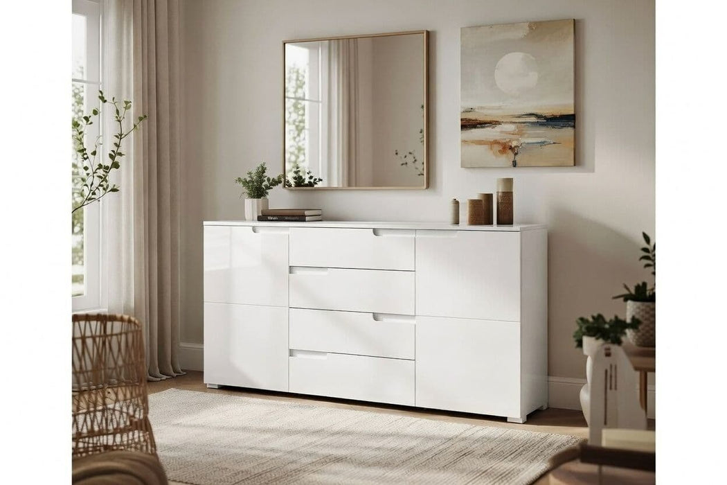 White High Gloss Wide Sideboard S8