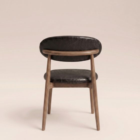 Acre & Artisan Scandi Black Faux Leather Oak Dining Chair