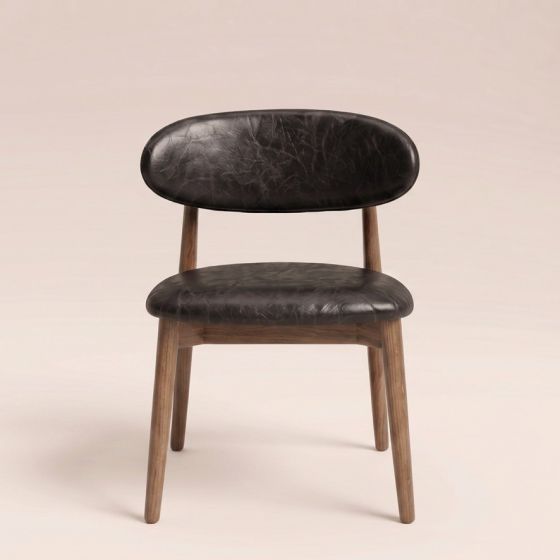 Acre & Artisan Scandi Black Faux Leather Oak Dining Chair