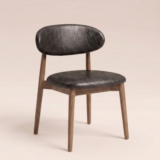 Acre & Artisan Scandi Black Faux Leather Oak Dining Chair