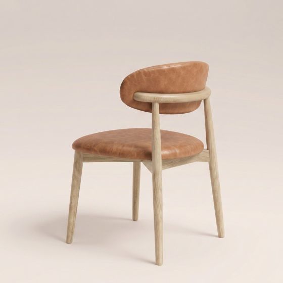 Acre & Artisan Scandi Tan Faux Leather Oak Dining Chair