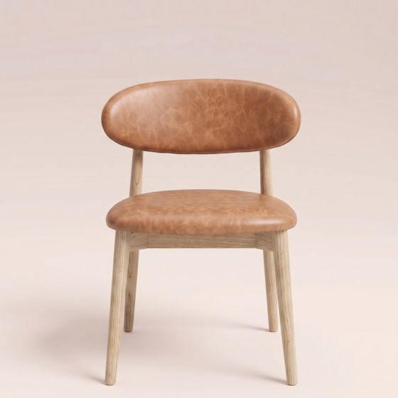 Acre & Artisan Scandi Tan Faux Leather Oak Dining Chair