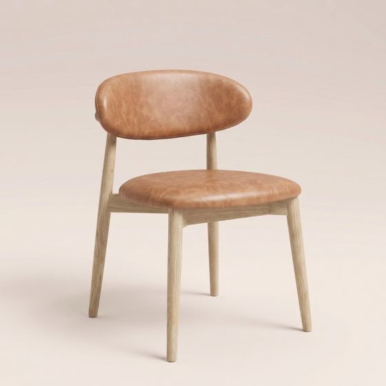 Acre & Artisan Scandi Tan Faux Leather Oak Dining Chair