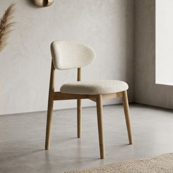 Acre & Artisan Scandi Cream Boucle Light Dining Chair