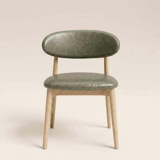 Acre & Artisan Scandi Green Faux Leather Oak Dining Chair