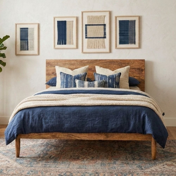 Scandi Mango Wood Bed Frame 3 Sizes - In Stock