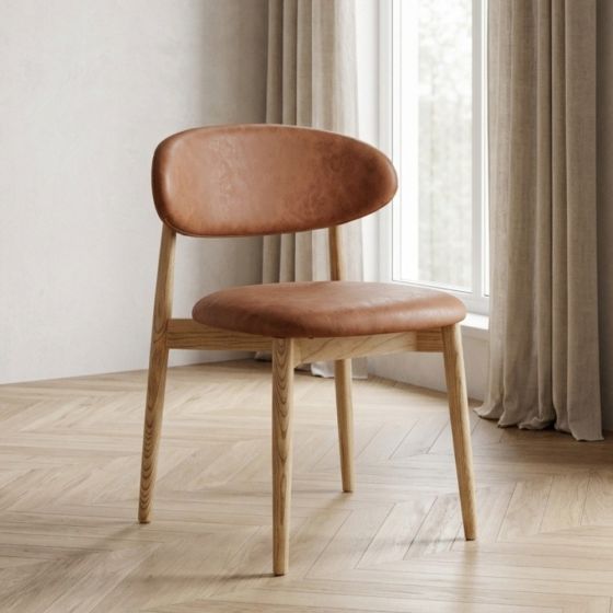 Acre & Artisan Scandi Tan Faux Leather Oak Dining Chair