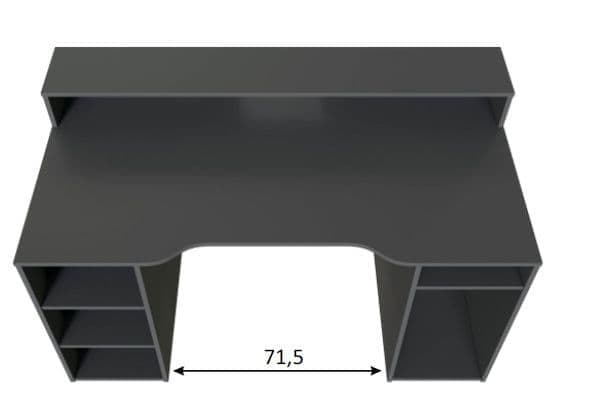 Dark Grey Gaming Desk With Hutch