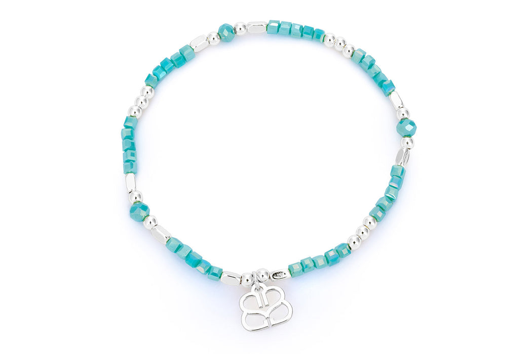 Seraphina Silver & Turquoise Stretch Bead Bracelet