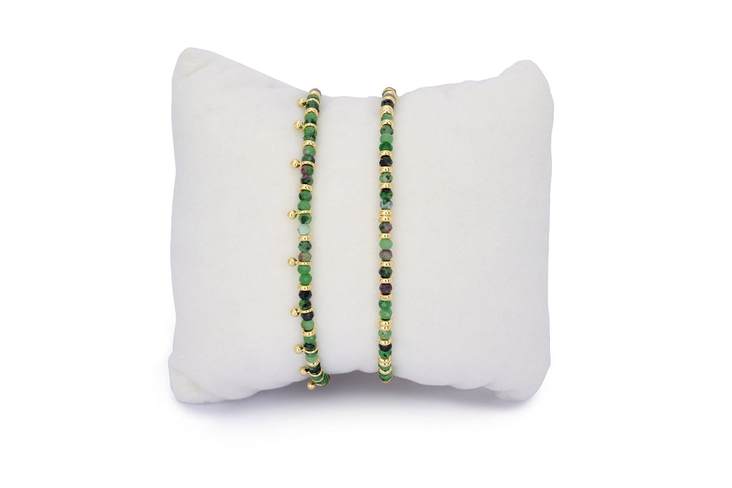 Serenity Ruby Zoisite & Gold Stacking Bracelet
