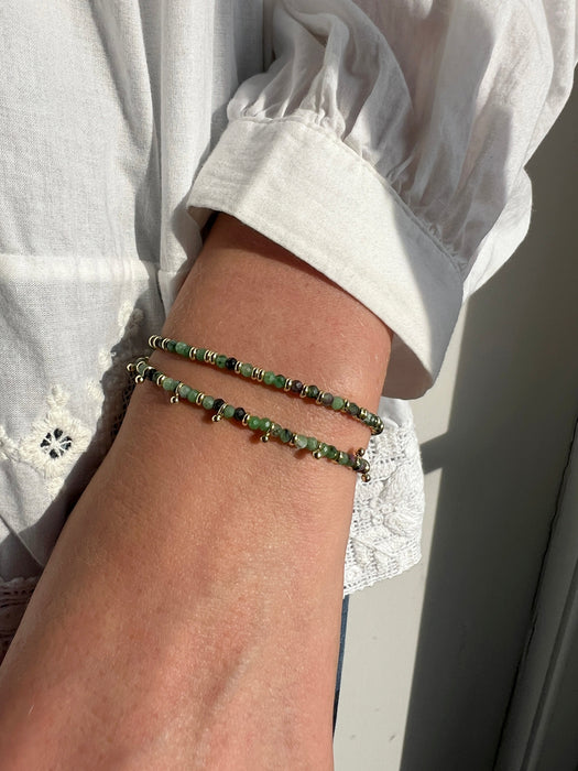 Serenity Ruby Zoisite & Gold Stacking Bracelet
