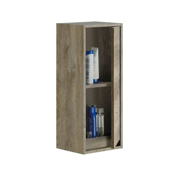 Amos Mann Grey Oak Effect 1 Door Wall Mounted Floating Bathroom Cupboard