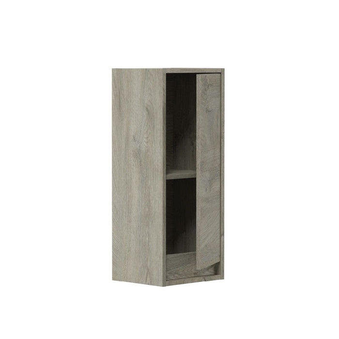 Shaarawy Grey Oak Effect 1 Door Wall Mounted Floating Bathroom Cupboard