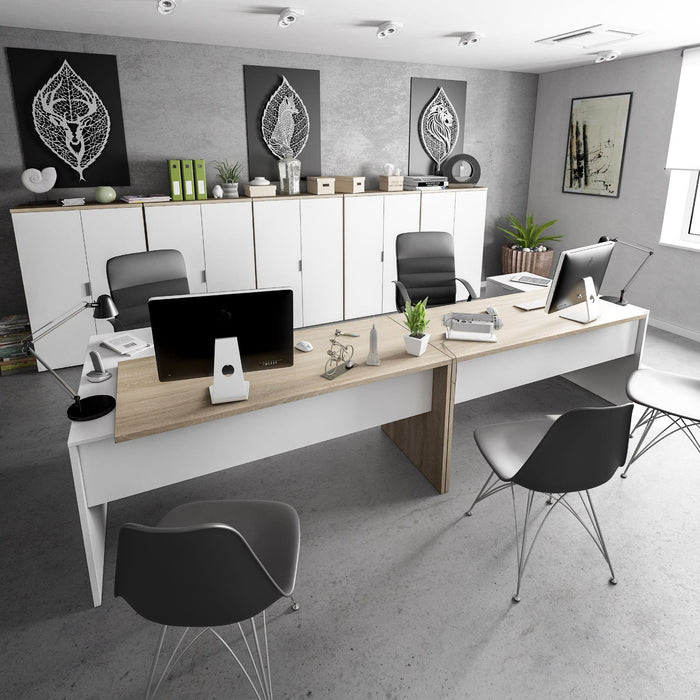 Oak & White Desk