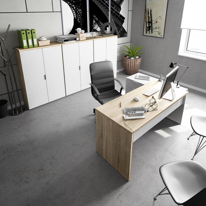 Oak & White Desk
