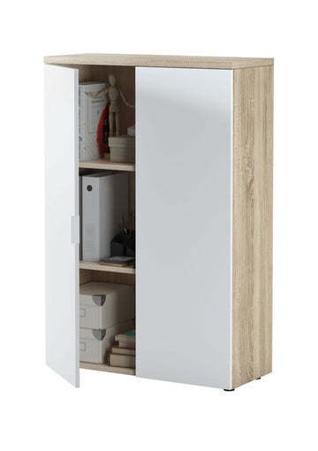 Amos Mann Oak And White Storage Cupboard