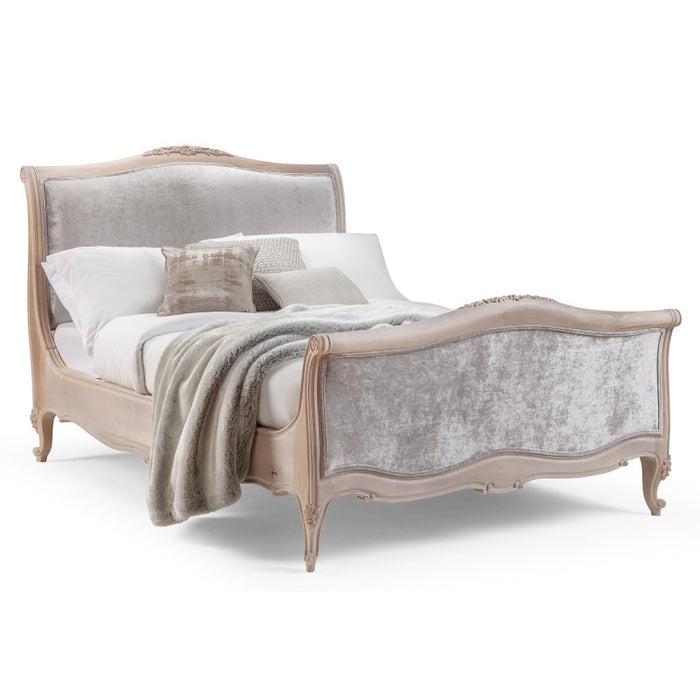 Silver Grey Velvet French Style Bed