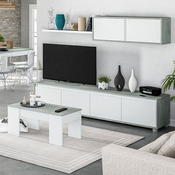 Amos Mann Concrete Grey And White TV Entertainment Cabinet