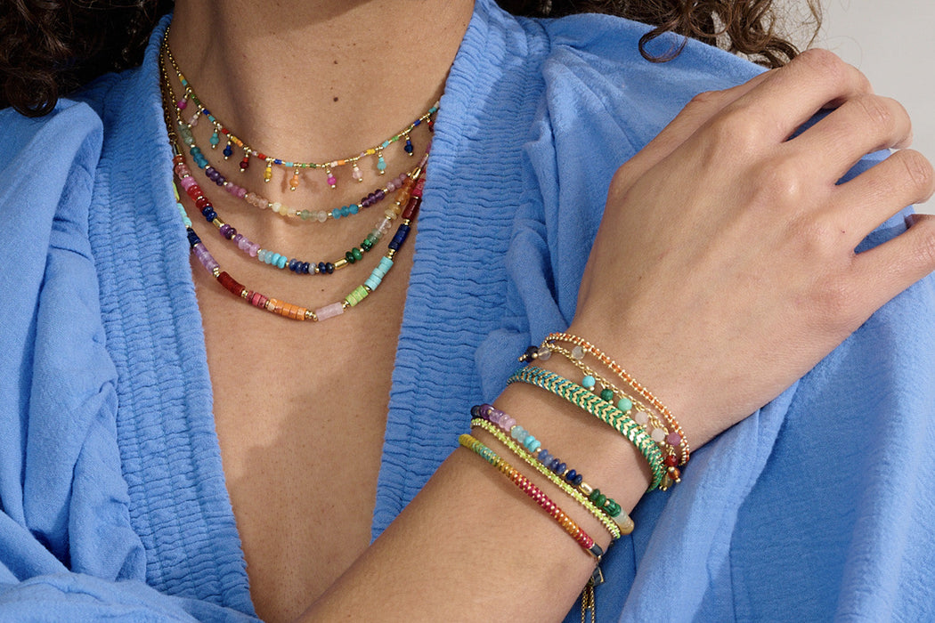 Skye Gold & Rainbow Gemstone Necklace