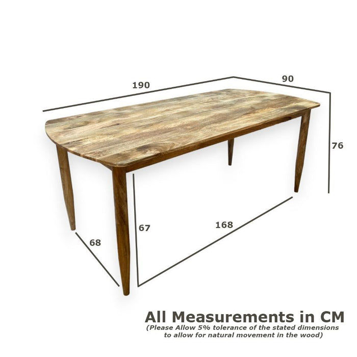Scandi Mango 190cm Dining Table - In Stock