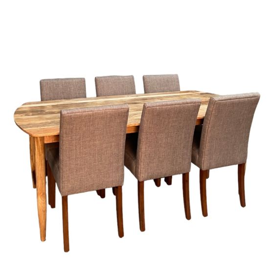 Acre & Artisan Scandi Mango 190Cm Dining Table 6 Milan Fabric Dining Chairs