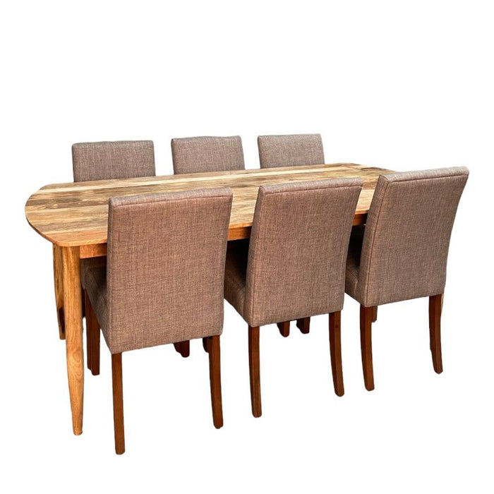 Scandi Mango 190cm Dining Table & 6 Milan Fabric Dining Chairs 3 Colours - In Stock