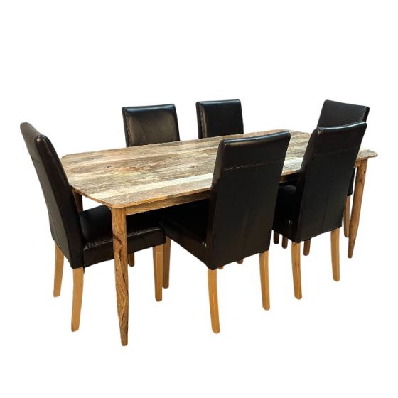Acre & Artisan Scandi Mango 190Cm Dining Table 6 Barcelona Dining Chairs