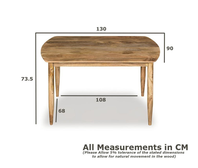 Oak Stain Scandi Mango 130cm Dining Table - In Stock