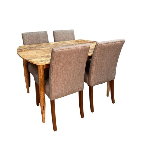 Acre & Artisan Scandi Mango 130Cm Dining Table 4 Milan Dining Chairs