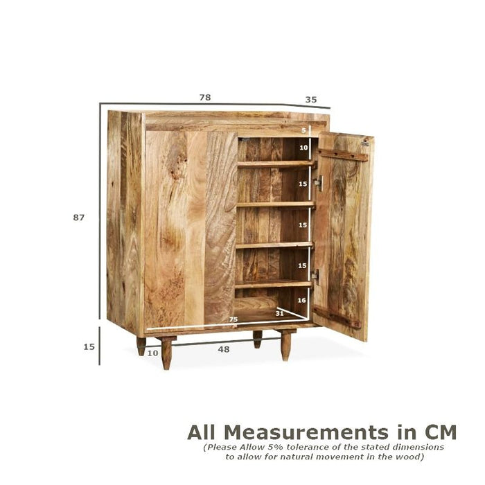 Scandi Mango 78cm Shoe Cupboard & Coat Hook - In Stock
