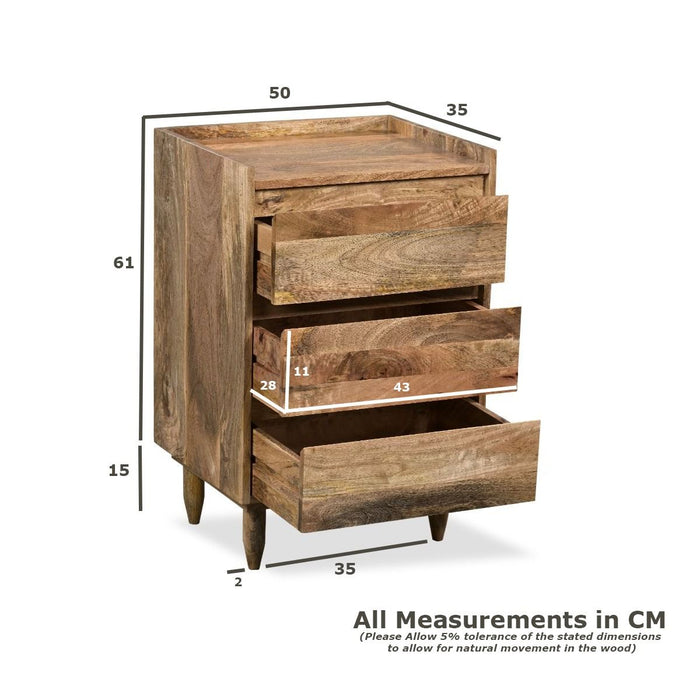Oak Stain Scandi Mango 50cm Chest of Drawers - In Stock