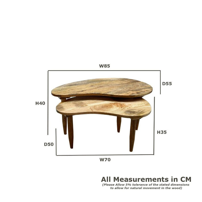 Scandi Mango Kidney Bean Coffee Table - In Stock