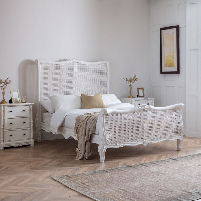 Sophia French Painted Louis XV Rattan Bed