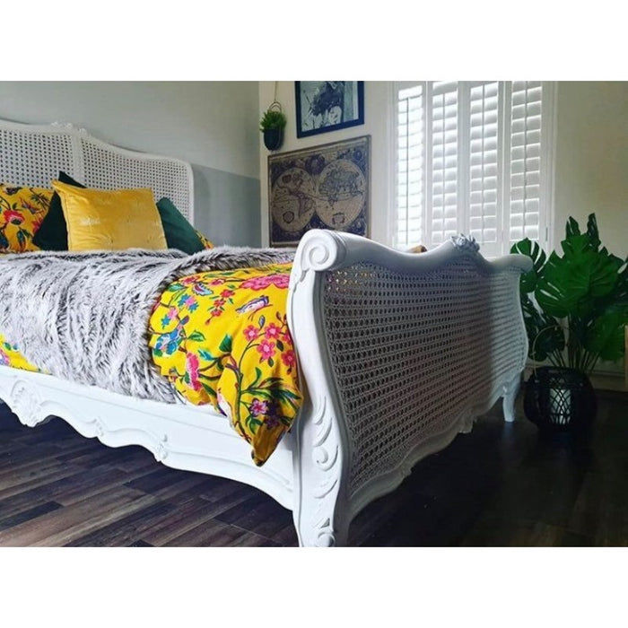 Sophia French Painted Louis XV Rattan Bed