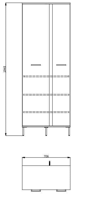 Oak Effect Tall Slim 2-Door Wardrobe