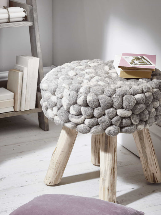 Chunky Grey Felted Stool