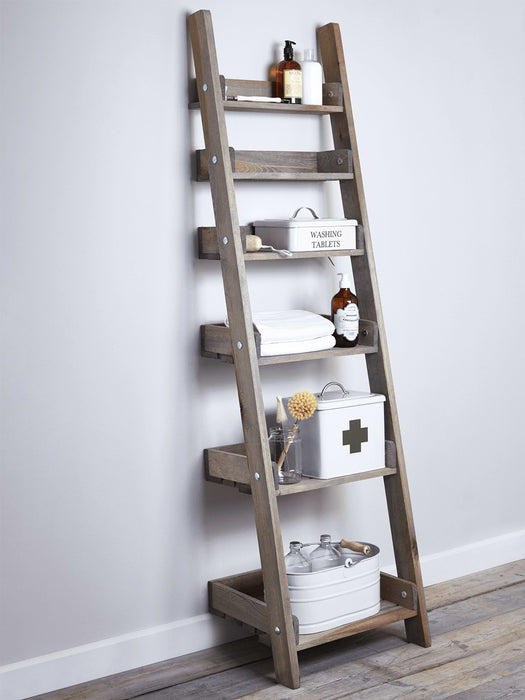 Rustic Wooden Ladder Shelf - Slim