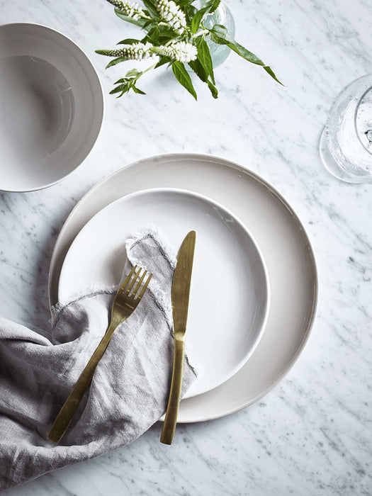 Four Dip Glaze Dinner Plates - Soft White
