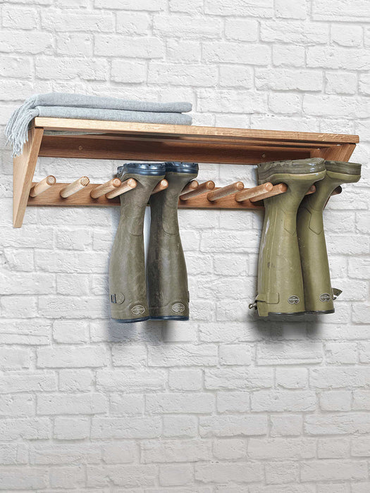 Oak Boot Rack With Shelf