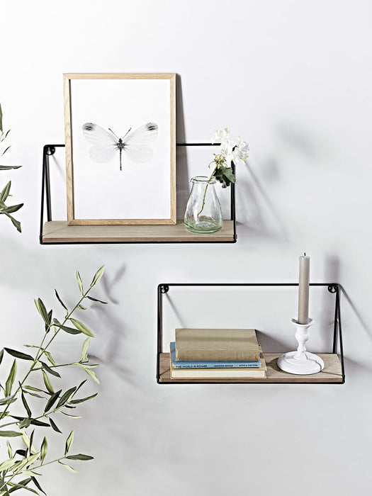 Two Industrial Wood & Metal Shelves - Small