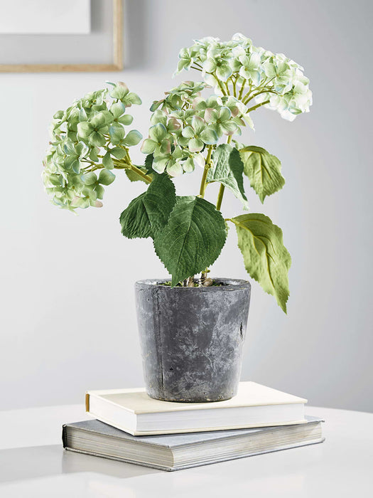 Concrete Potted Faux Hydrangea