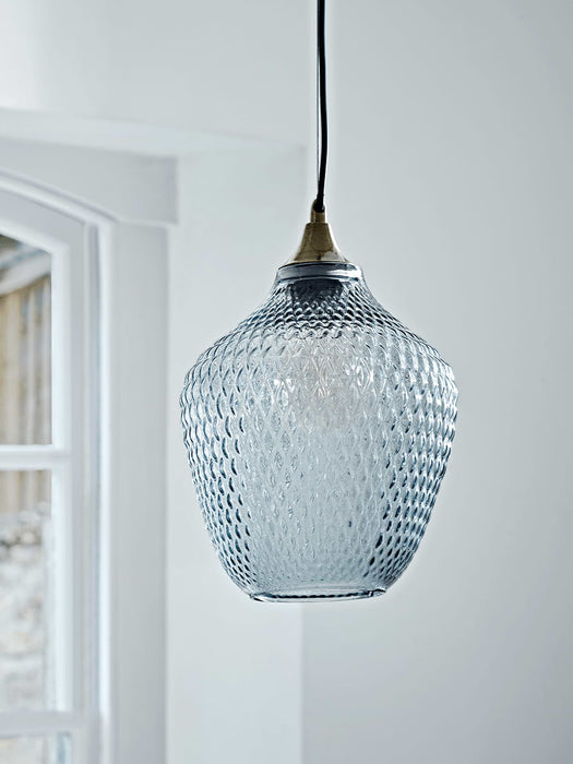 Embossed Glass Pendant - Blue Grey