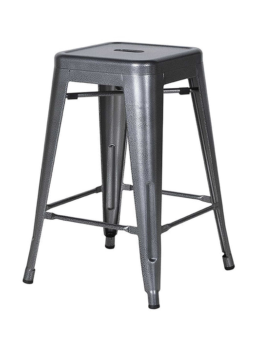 Grey Hammered Metal Stool