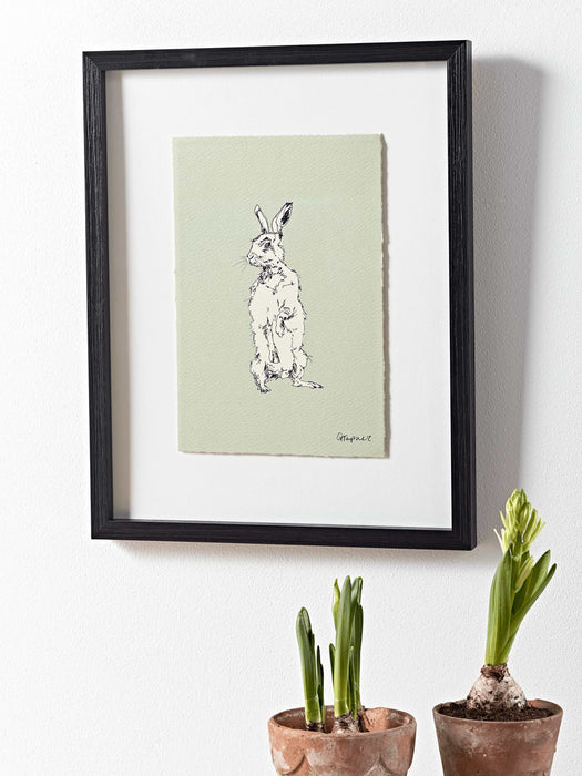 Framed Standing Hare Print