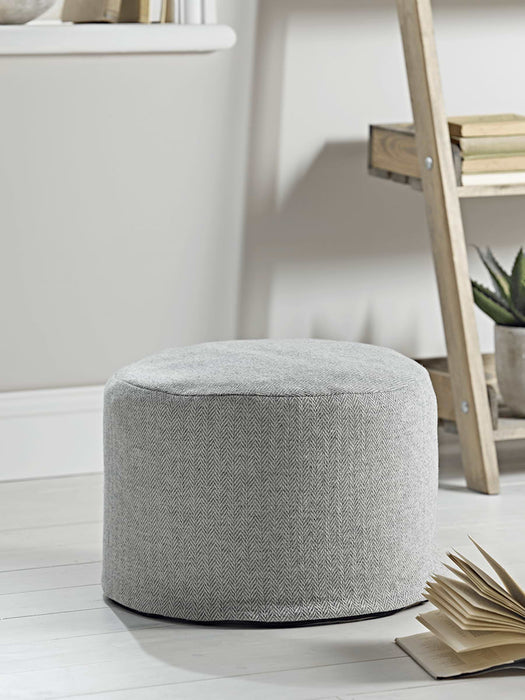 Herringbone Wool Pouffe - Grey