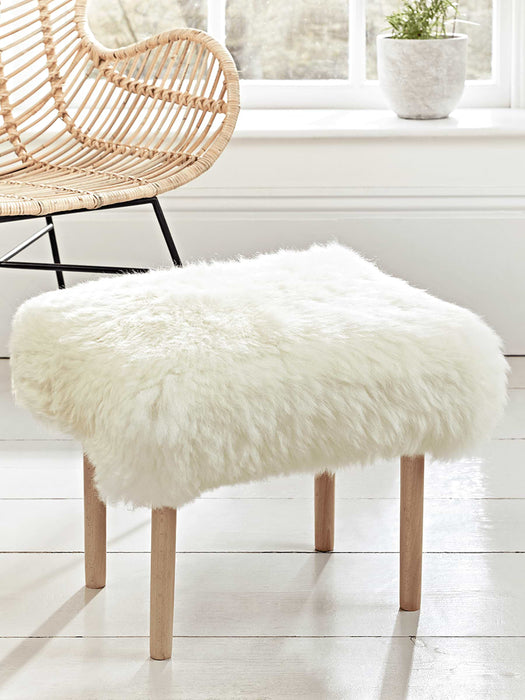 Low Sheepskin Stool - Ivory