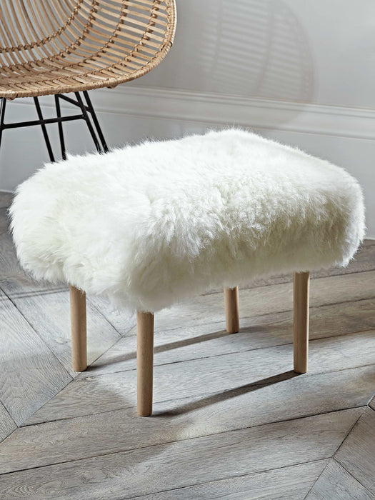 Low Sheepskin Stool - Ivory