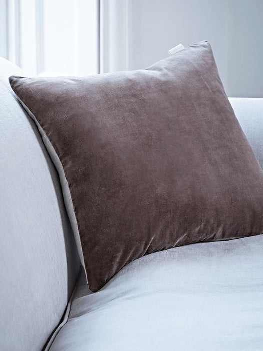 Velvet & Linen Square Cushion - Soft Mole