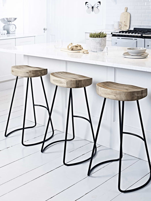 Weathered Oak & Metal Stool